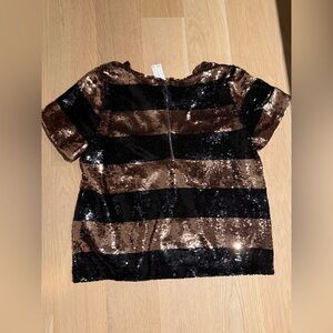 Sequin Striped womens’ Top - Black and Brown